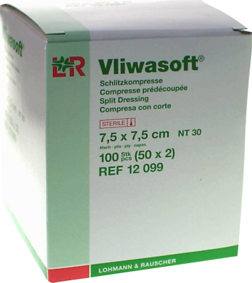 VLIWASOFT Schlitzkompressen 7,5x7,5 cm steril 4l.